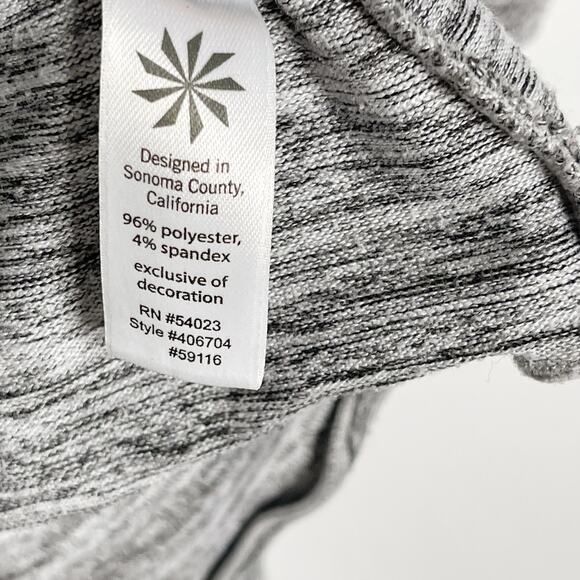 Athleta M Spacedye Gray Heather Drape Cardigan Sweater Open Front 3/4 Sleeve - Picture 8 of 10